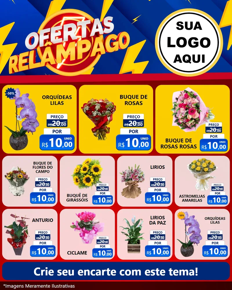 Modelo de Rede Social para Feed Instagram com o tema Ofertas Relâmpago para Floricultura e jardim
