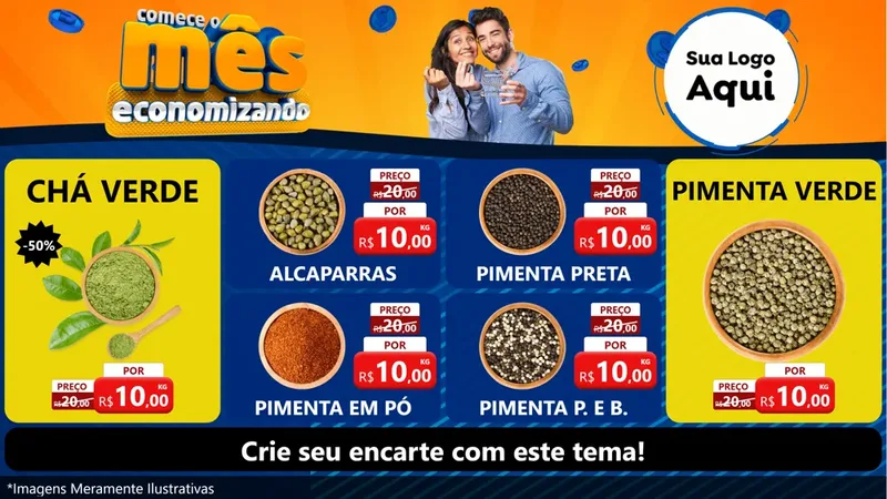 Modelo de TV para TV Horizontal com o tema Comece O Mês Economizando para Produtos Naturais