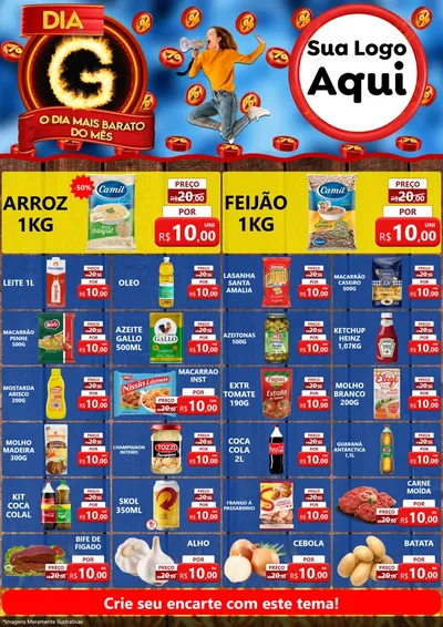 Modelo de Encarte para Encarte A4 Vertical com o tema Dia G - O Dia Mais Barato Do Mês para Supermercado