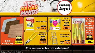 Modelo de TV para TV Horizontal com o tema Vem Pagar Menos - Construção para Material para Construção