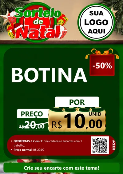 Modelo de Cartaz para Cartaz A4 Vertical com o tema Sorteio de Natal para Agropecuária