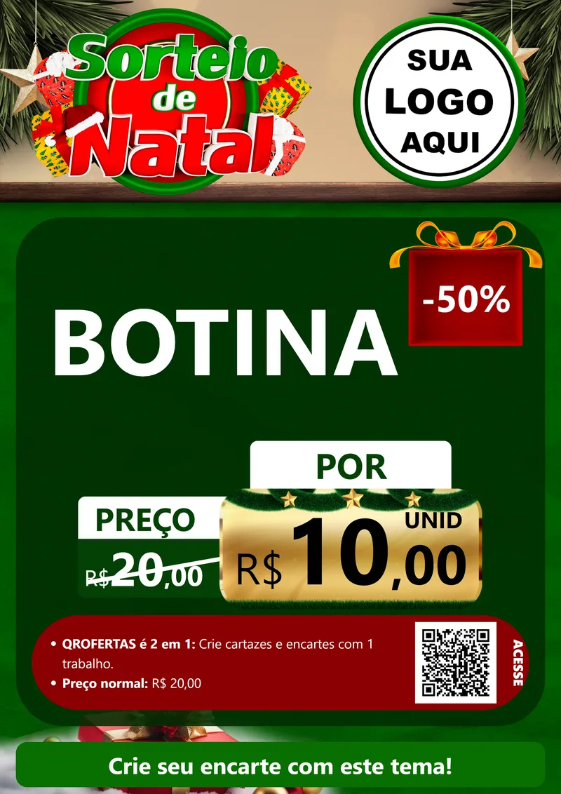 Modelo de Cartaz para Cartaz A4 Vertical com o tema Sorteio de Natal para Agropecuária