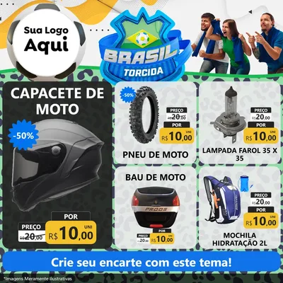 Modelo de Rede Social para Feed Facebook com o tema Brasil Torcida - Copa para Moto peças