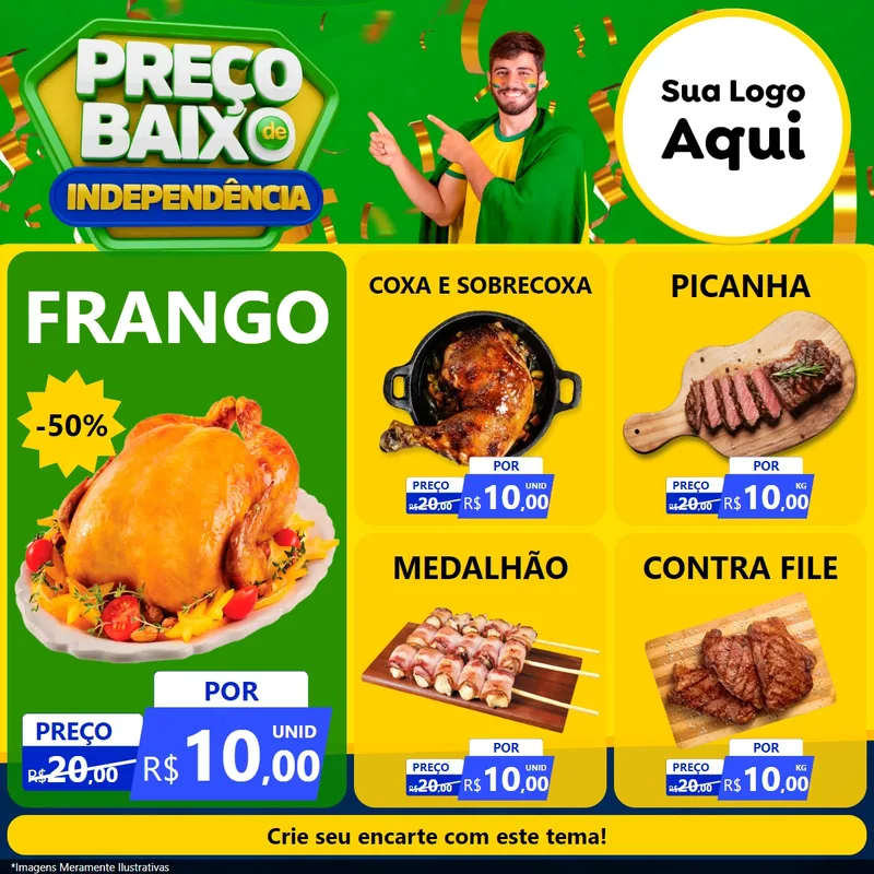 Modelo de Rede Social para Feed Facebook com o tema Preço Baixo de Independência para Assados