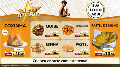 Modelo de TV para TV Horizontal com o tema Ofertas Fim de Ano para Salgadaria