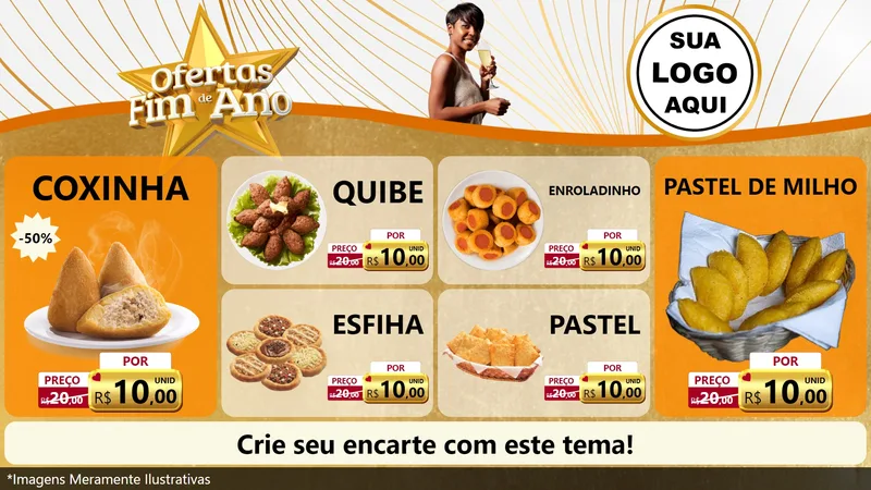 Modelo de TV para TV Horizontal com o tema Ofertas Fim de Ano para Salgadaria