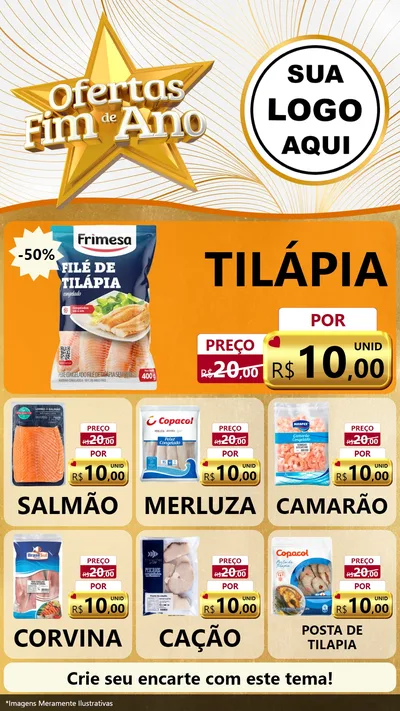 Modelo de Rede Social para Stories com o tema Ofertas Fim de Ano para Peixaria