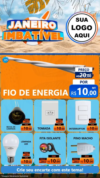 Modelo de Rede Social para Stories com o tema Janeiro Imbatível para Materiais Elétricos