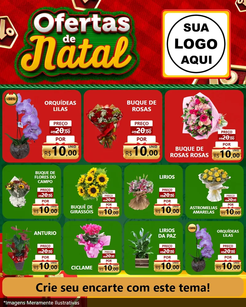 Modelo de Rede Social para Feed Instagram com o tema Ofertas de Natal para Floricultura e jardim