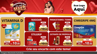 Modelo de TV para TV Horizontal com o tema Promoção Dia das Mães para Farmácia