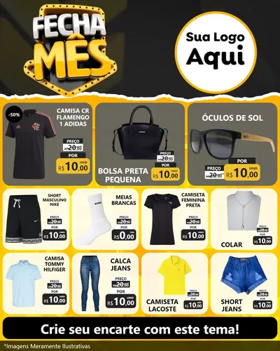 Modelo de Rede Social para Feed Instagram com o tema Fecha Mês para Roupas e acessórios
