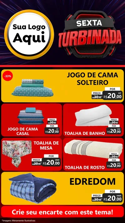 Modelo de TV para TV Vertical com o tema Sexta Turbinada para Cama, Mesa e Banho