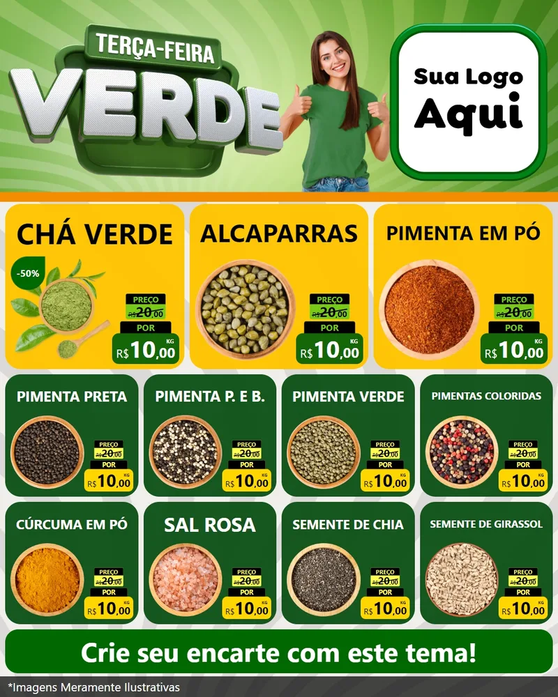 Modelo de Rede Social para Feed Instagram com o tema Terça - Feira Verde para Produtos Naturais