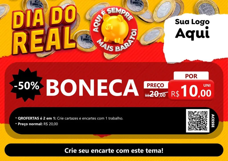 Modelo de Cartaz para Cartaz A4 Horizontal com o tema Dia Do Real para Brinquedos