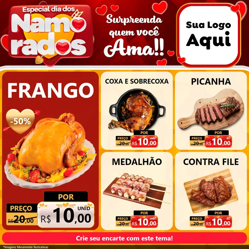 Modelo de Rede Social para Feed Facebook com o tema Especial Dia dos Namorados para Assados