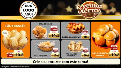 Modelo de TV para TV Horizontal com o tema Réveillon de Ofertas para Padaria