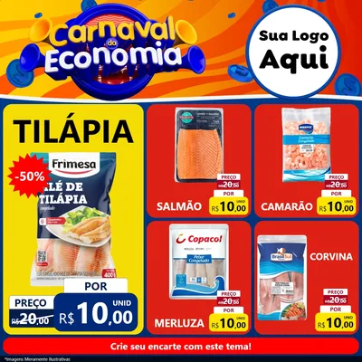 Modelo de Rede Social para Feed Facebook com o tema Carnaval da Economia para Peixaria