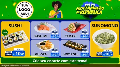 Modelo de TV para TV Horizontal com o tema Dia Da Proclamação Da República para Comida japonesa
