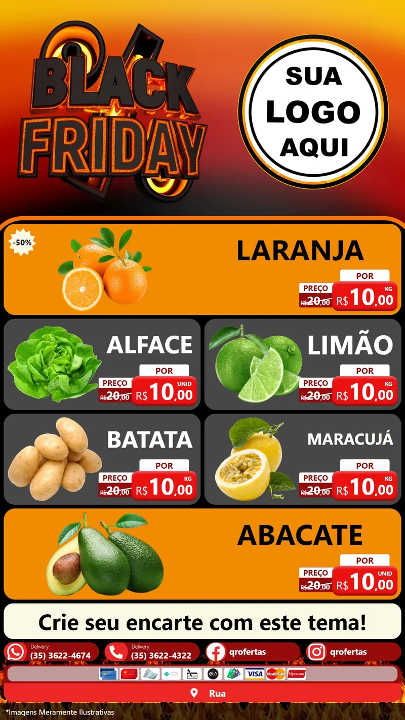 Modelo de TV para TV Vertical com o tema Black Friday para Hortifrúti