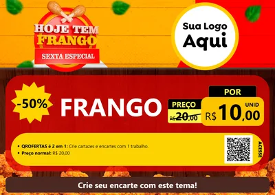 Modelo de Cartaz para Cartaz A4 Horizontal com o tema Hoje tem Frango Sexta Especial para Assados