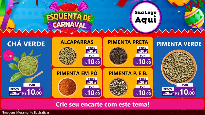 Modelo de TV para TV Horizontal com o tema Esquenta de Carnaval para Produtos Naturais