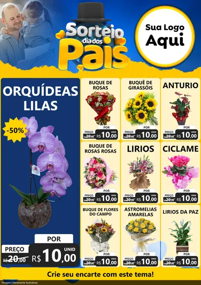 Modelo de Encarte para Encarte A4 Vertical com o tema Sorteio Dia Dos Pais para Floricultura e jardim