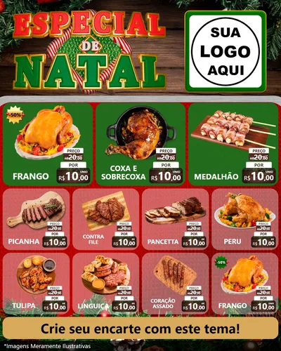 Modelo de Rede Social para Feed Instagram com o tema Especial de Natal para Assados