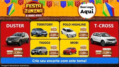 Modelo de TV para TV Horizontal com o tema Festa Junina de Grandes Ofertas para Concessionaria de Carros