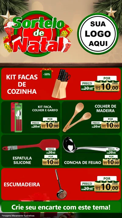 Modelo de TV para TV Vertical com o tema Sorteio de Natal para Utilidades Domésticas