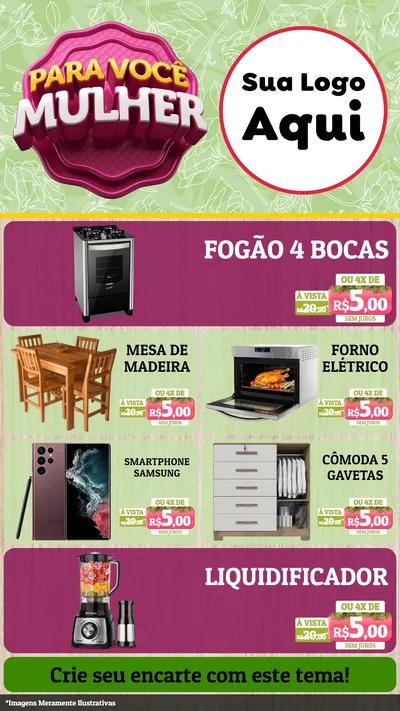Modelo de TV para TV Vertical com o tema Para Você Mulher para Móveis e Eletro