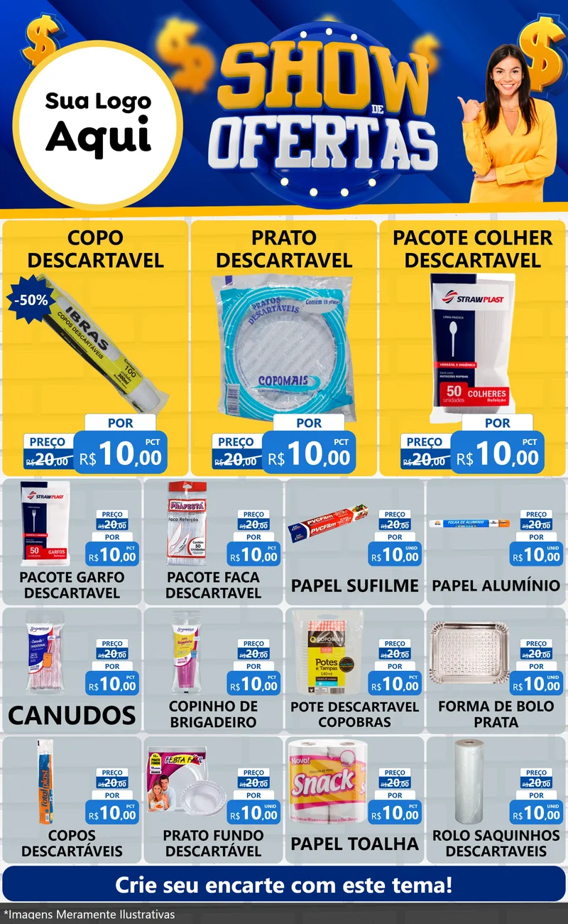 Modelo de Encarte para Encarte Grande com o tema Show de Ofertas para Embalagens