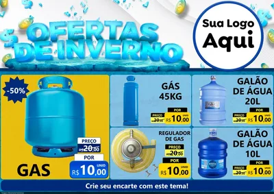 Modelo de Encarte para Encarte A4 Horizontal com o tema Ofertas de Inverno para Água e gás