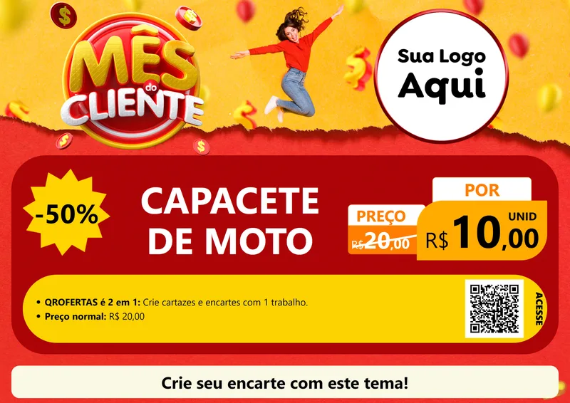 Modelo de Cartaz para Cartaz A4 Horizontal com o tema Mês do Cliente para Moto peças