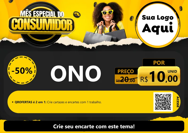 Modelo de Cartaz para Cartaz A4 Horizontal com o tema Mês Especial do Consumidor para Óticas