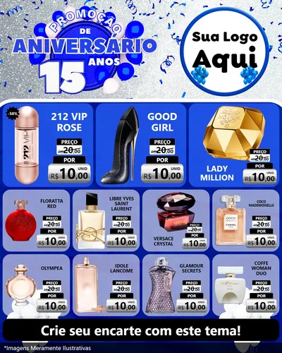 Modelo de Rede Social para Feed Instagram com o tema Promoção de Aniversário - 15 Anos para Perfumes