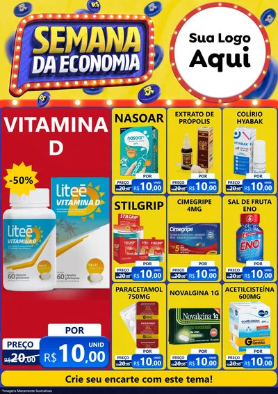 Modelo de Encarte para Encarte A4 Vertical com o tema Semana da Economia para Farmácia