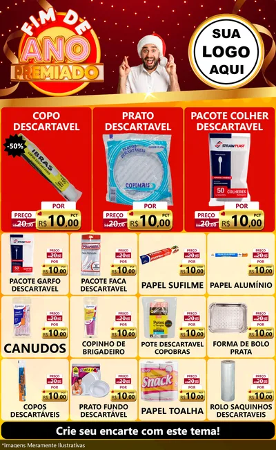 Modelo de Encarte para Encarte Grande com o tema Fim de Ano Premiado para Embalagens