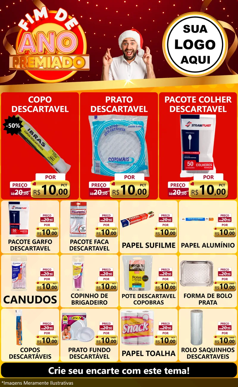 Modelo de Encarte para Encarte Grande com o tema Fim de Ano Premiado para Embalagens