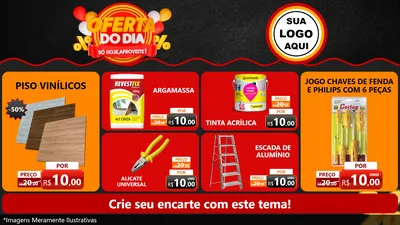 Modelo de TV para TV Horizontal com o tema Oferta do Dia - Só hoje, Aproveite! para Material para Construção