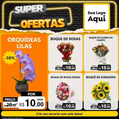 Modelo de Rede Social para Feed Facebook com o tema Super Ofertas para Floricultura e jardim