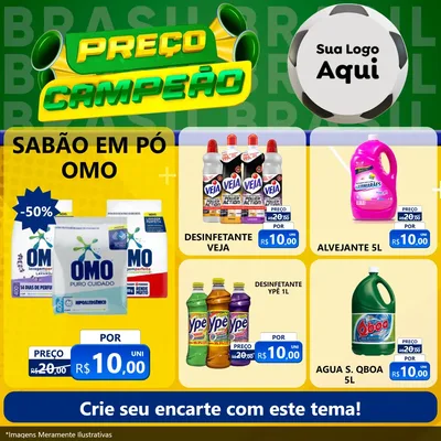 Modelo de Rede Social para Feed Facebook com o tema Preço Campeão - Copa para Produtos de Limpeza