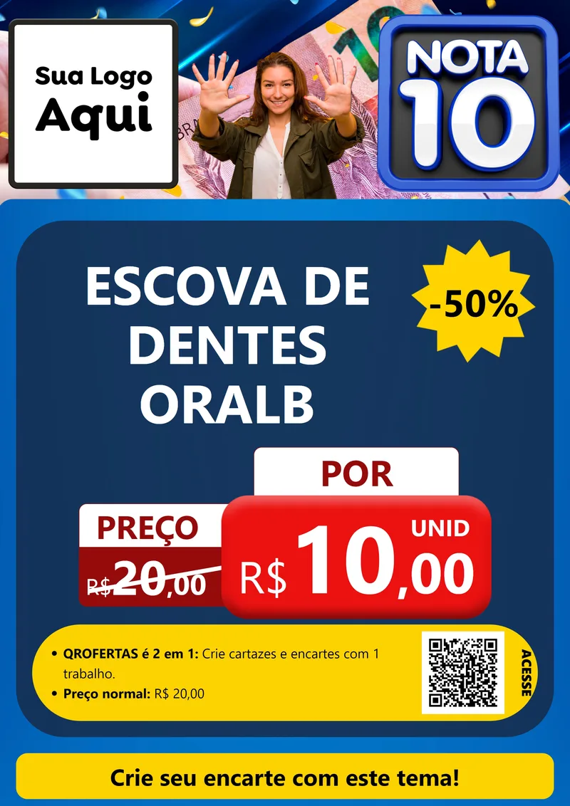 Modelo de Cartaz para Cartaz A4 Vertical com o tema Nota 10 para Higiene Pessoal