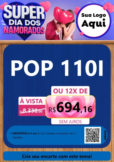 Modelo de Cartaz para Cartaz A4 Vertical com o tema Super Dia dos Namorados para Concessionaria de Motos