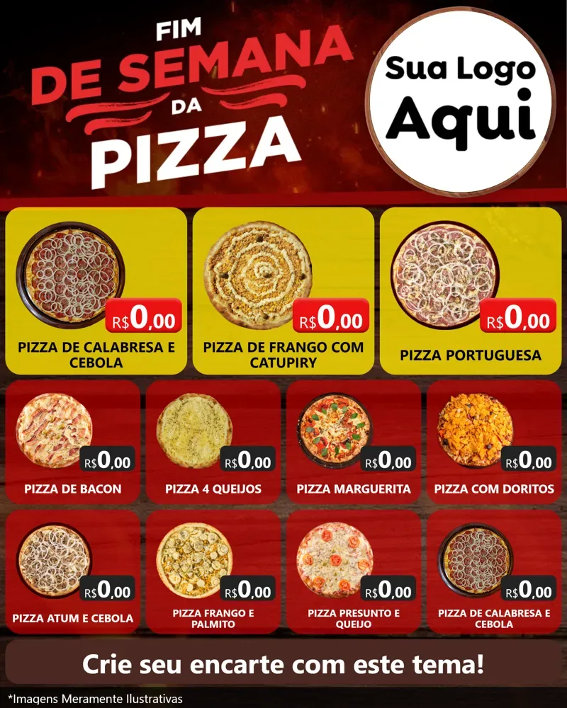 Modelo de Rede Social para Feed Instagram com o tema Fim de semana da pizza para Pizzaria