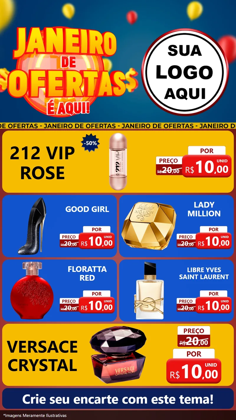 Modelo de TV para TV Vertical com o tema Janeiro de Ofertas É Aqui! para Perfumes