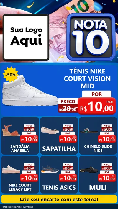 Modelo de Rede Social para Stories com o tema Nota 10 para Calçados