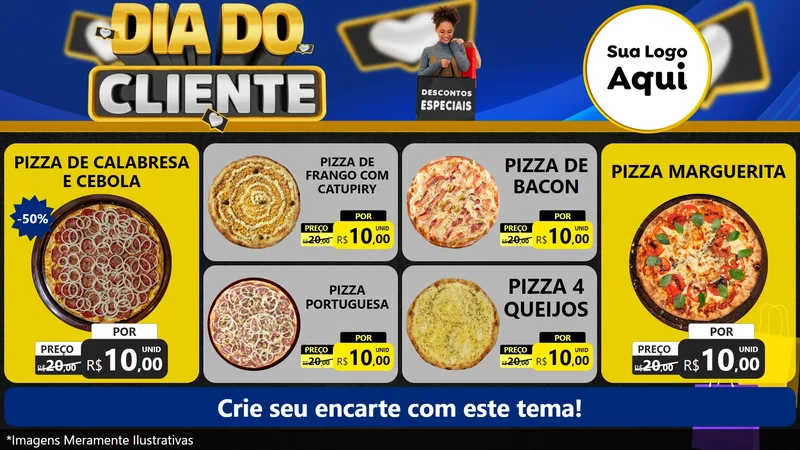 Modelo de TV para TV Horizontal com o tema Dia Do Cliente para Pizzaria