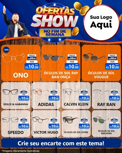Modelo de Rede Social para Feed Instagram com o tema Ofertas Show No Fim De Semana para Óticas