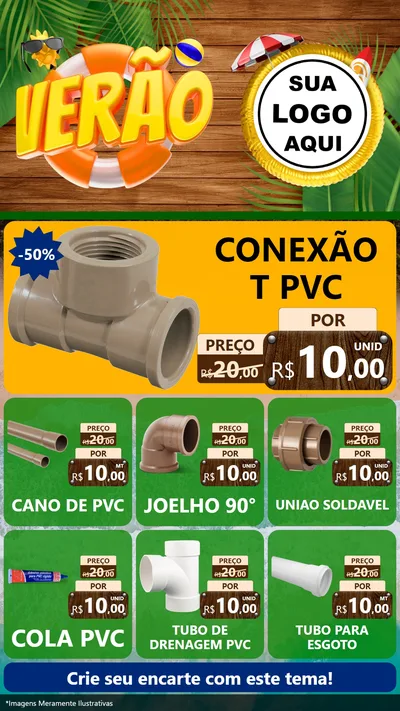 Modelo de Rede Social para Stories com o tema Verão para Tubos e conexões