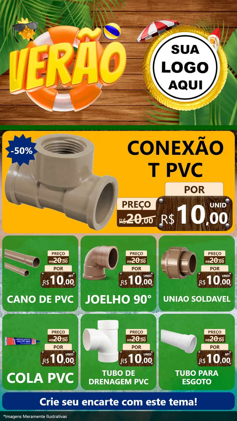 Modelo de Rede Social para Stories com o tema Verão para Tubos e conexões